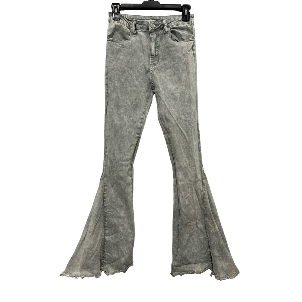 Altar'd State Sage Green Acid Wash Flare Bell Bottom Jeans SIP6106GW Size M